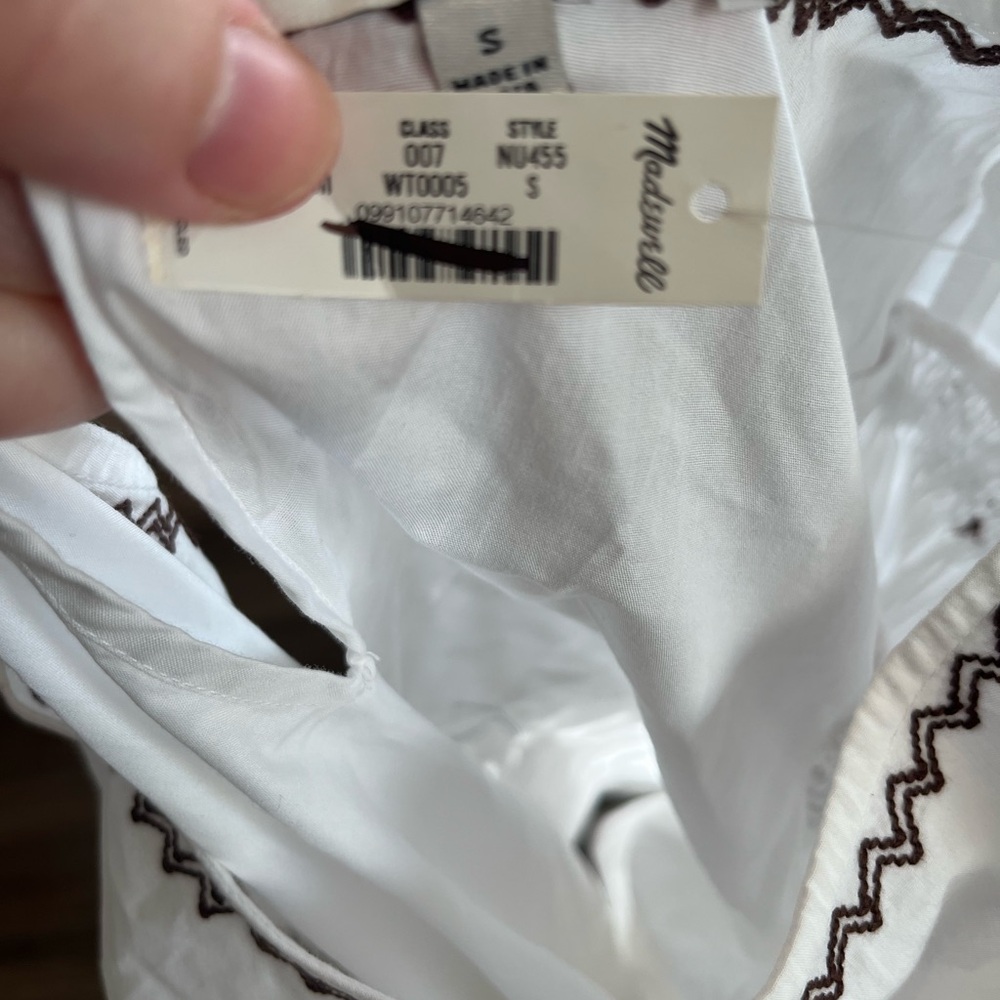 Madewell Embroidered Poplin Balloon-Sleeve Top size S - Picture 6 of 12